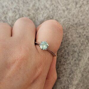 Blue moissanite ring
